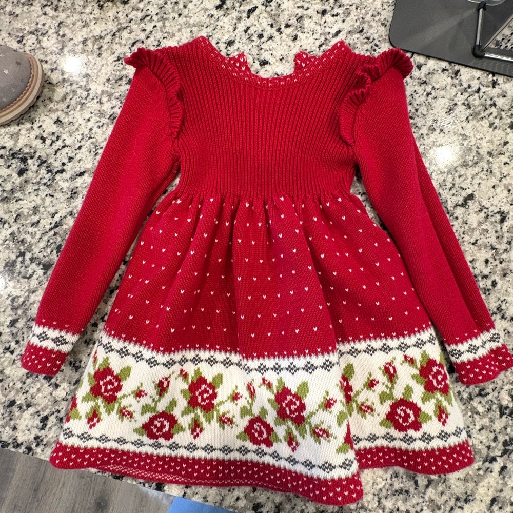 Max Studio Red and White Knit Kids Dress